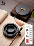 Оригинальный каменный горячий горшок Qing Xuetang с крышкой, многофункциональный чернильный картридж для каллиграфии, специальный чернильный камень, емкость для воды, двойной круг из натурального камня, увлажняющие, устойчивые к испарению, невысыхающие чернила, практика каллиграфии для начинающих, чернильная тарелка, лужа чернил
