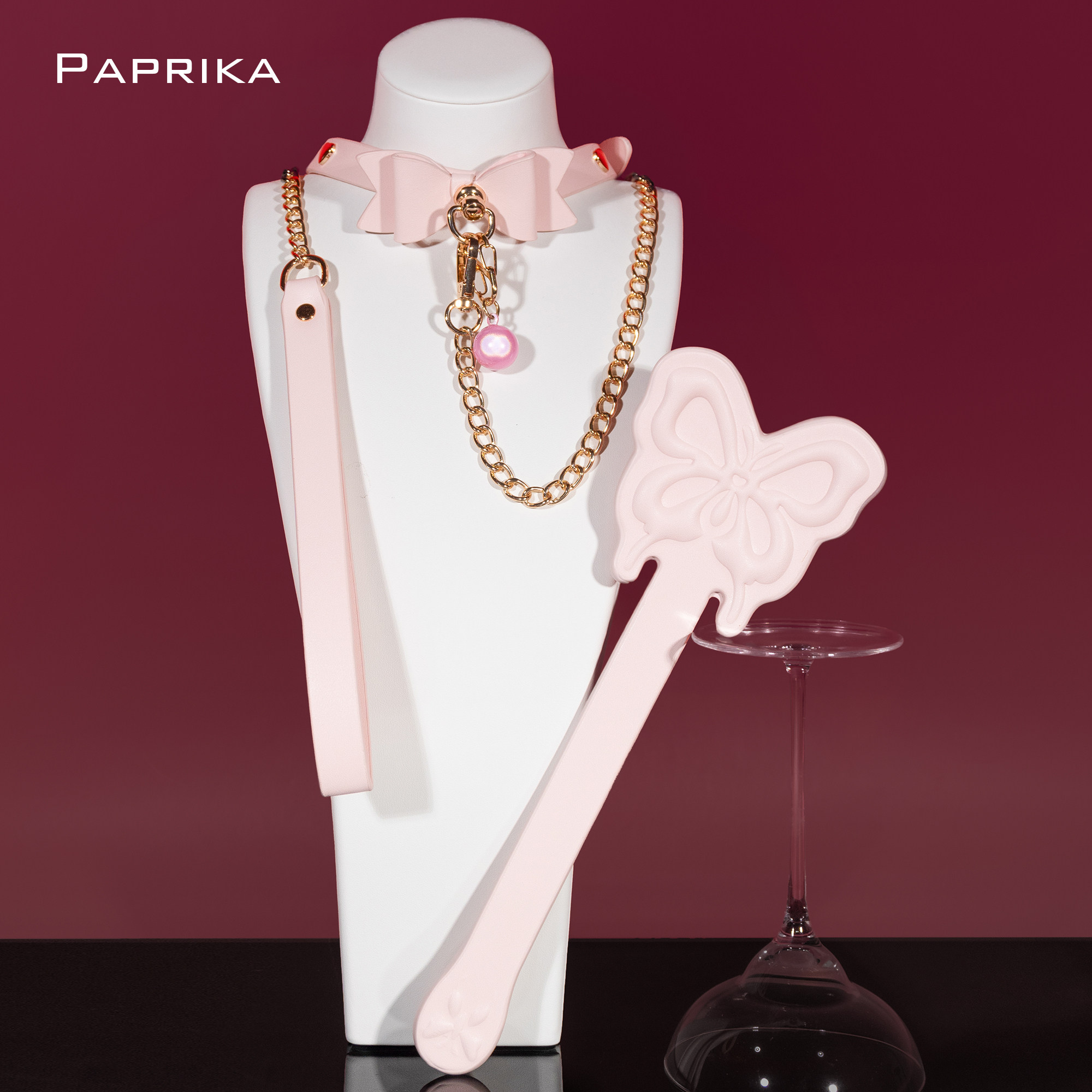 粉色铃铛项圈puppy皮质项链情侣刻字饰品礼物