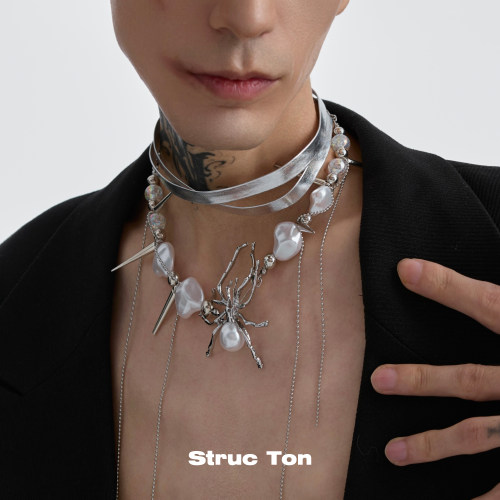 StrucTon异形蜘蛛y2k珍珠项链