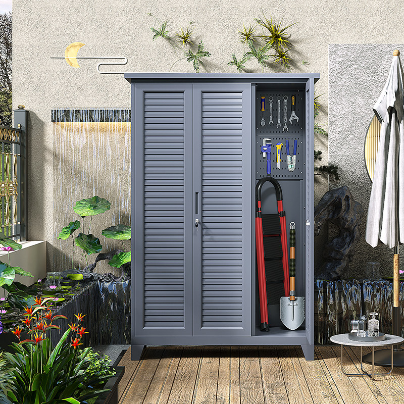 户外花园工具储物柜防水防晒渔具收纳柜庭院保洁拖把洞洞板家政柜