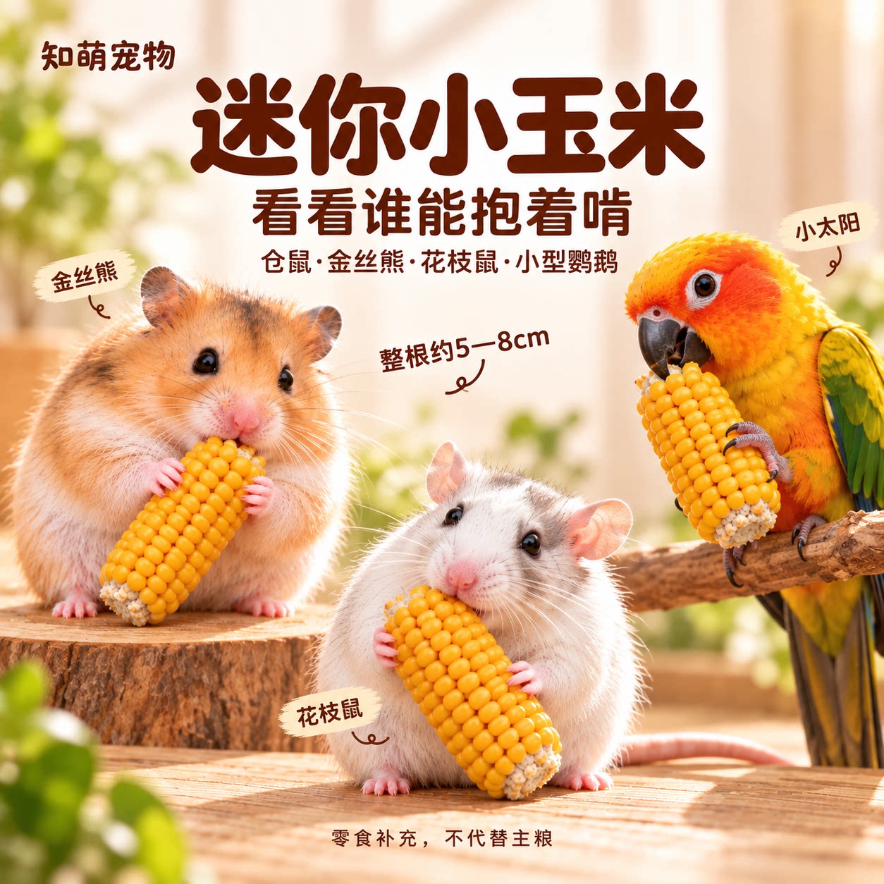 仓鼠磨牙玉米棒金丝熊花枝鼠零食天然迷你小玉米独立包装解闷玩具