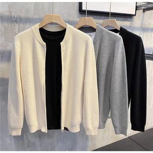 针织开衫 潮牌宽松毛衣夹克男宽松百搭纯色毛线衣褂子 外套男春秋季