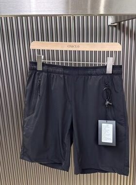 黑色拉链工装短裤男夏季薄款美式冰丝速干运动裤子休闲五分沙滩裤