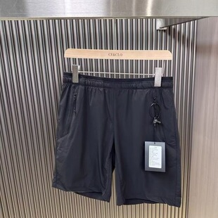 黑色拉链工装短裤男夏季薄款美式冰丝速干运动裤子休闲五分沙滩裤