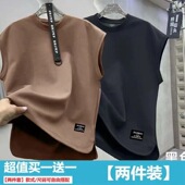 宽松时尚 背心T恤大码 休闲青年上衣 马甲坎肩纯棉运动无袖 夏天男士