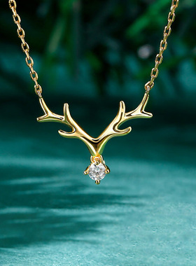 Simple Large Antler Pendant Necklace Inlaid Jewelry Women's