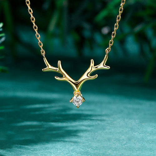 Simple Large Antler Pendant Necklace Inlaid Jewelry Women's