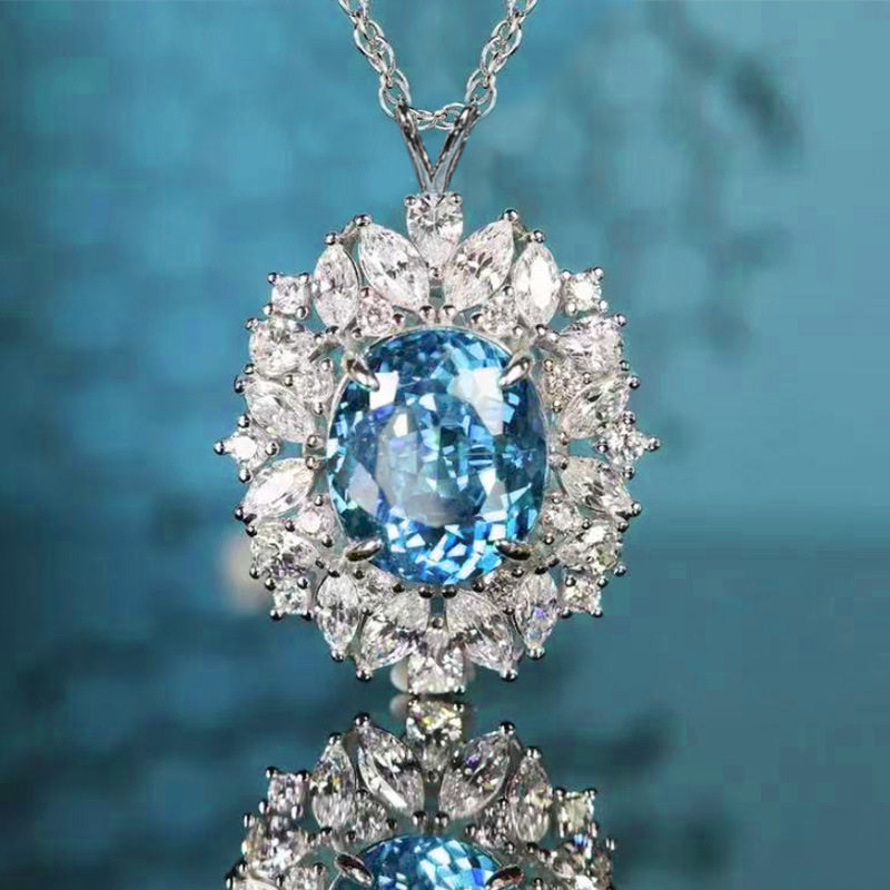 Light Luxury Imitation Sapphire Pendant Women's Necklace