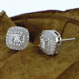 New Recommend Atmosphere White Stud Retro Square Double