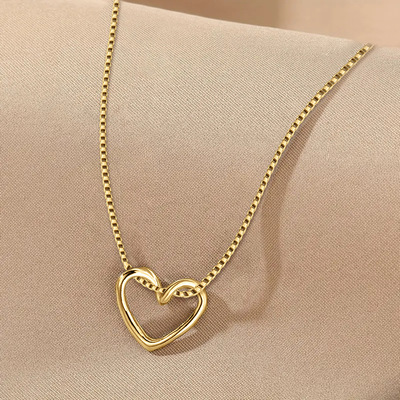 Little Red Book Hollow Heart Necklace Women's Simple