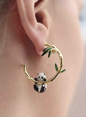 Superior Sense Short Hair Earrings Niche Entry Luxury Panda