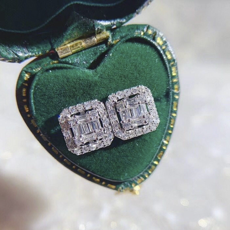 Earrings Light Luxury T Square Crystal Sugar Diamond