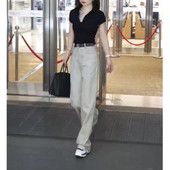 kitty夏季 条纹阔腿女裤 新款 时尚 洋气直筒长裤 日系cherry