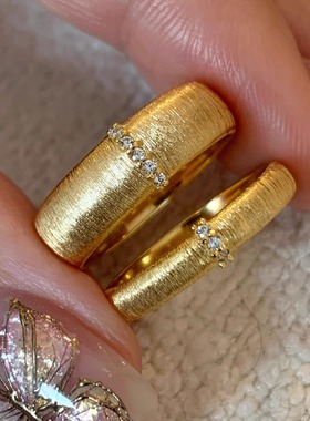 日系cherry kitty意大利工艺拉丝戒指复古中古回流风缎面新款