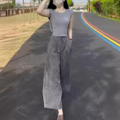 kitty夏季 上衣条纹休闲阔腿裤 新款 修身 女 色无袖 日系cherry