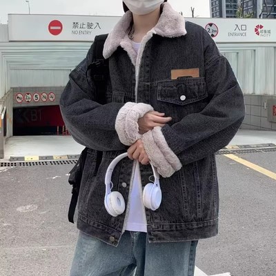 加绒羊羔毛棉服棉袄日系