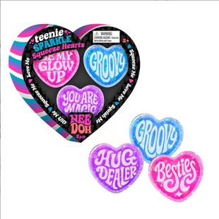NeeDoh Teenie Sparkle Hearts情人节礼物解压减压爱心捏捏乐玩具
