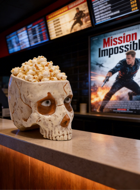 骷髅头爆米花桶家居摆件