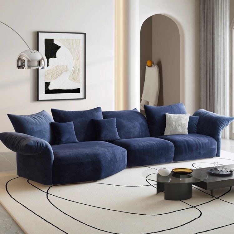 edra花瓣沙发组合黑色深灰色深色磨砂布雪尼尔粉红色意式极简沙发