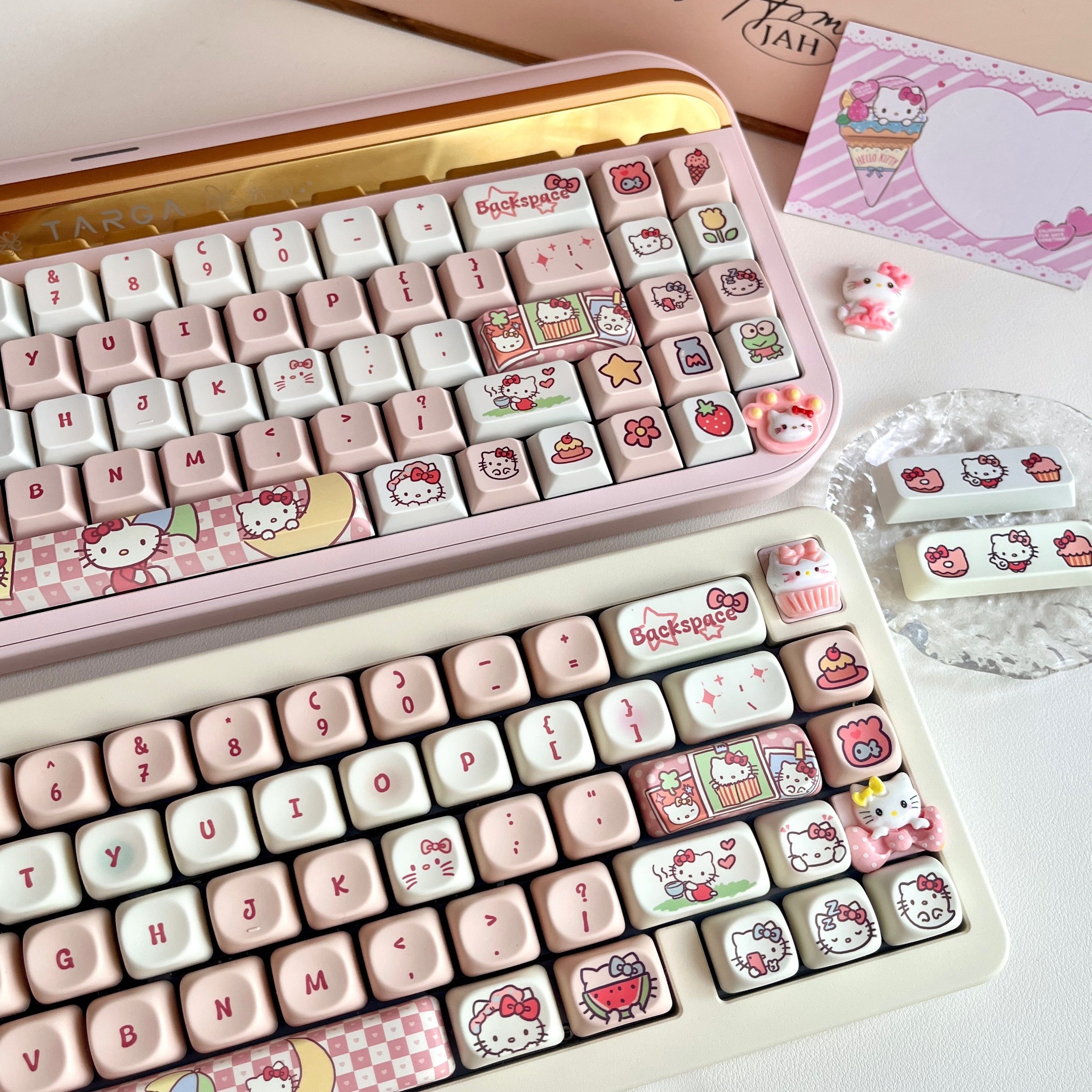龙乘HelloKitty小樱可爱原厂/MOA高度95键热升华机械键盘键帽hi75