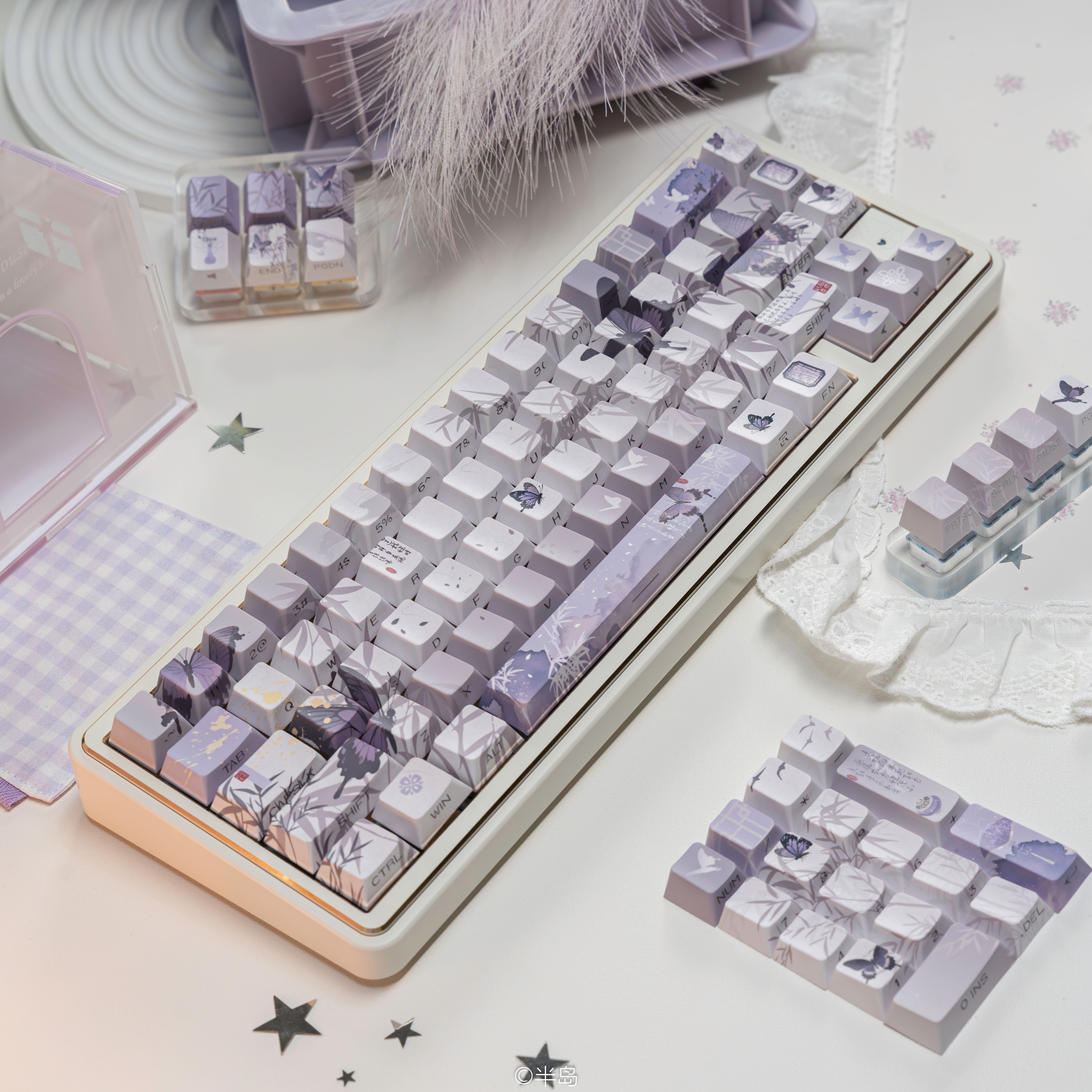 龙乘 月淮竹 原厂侧刻透光 正刻古风紫键帽适配机械键盘130 147键