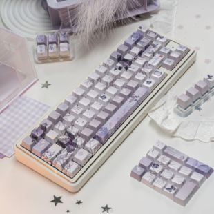 正刻古风紫键帽适配机械键盘130 原厂侧刻透光 147键 月淮竹 龙乘