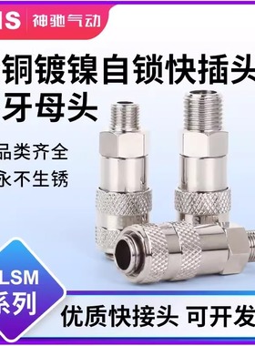 SNS神驰微型C式自锁快速接头BLSM-10S/20S母头全铜气动SM-10S/20S