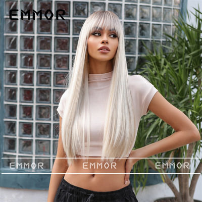 渐变银色仿真蓬松假发女自然欧美