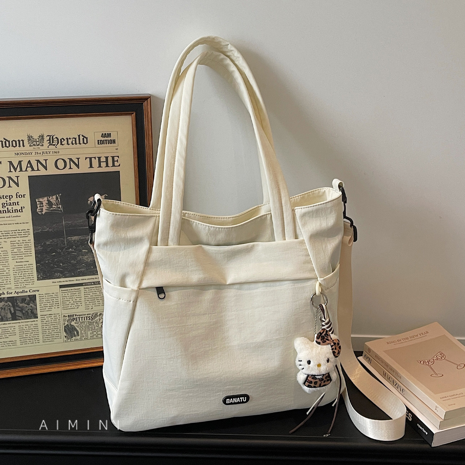 轻便尼龙托特包女大容量通勤帆布包2026春季新款大学生上课单肩包