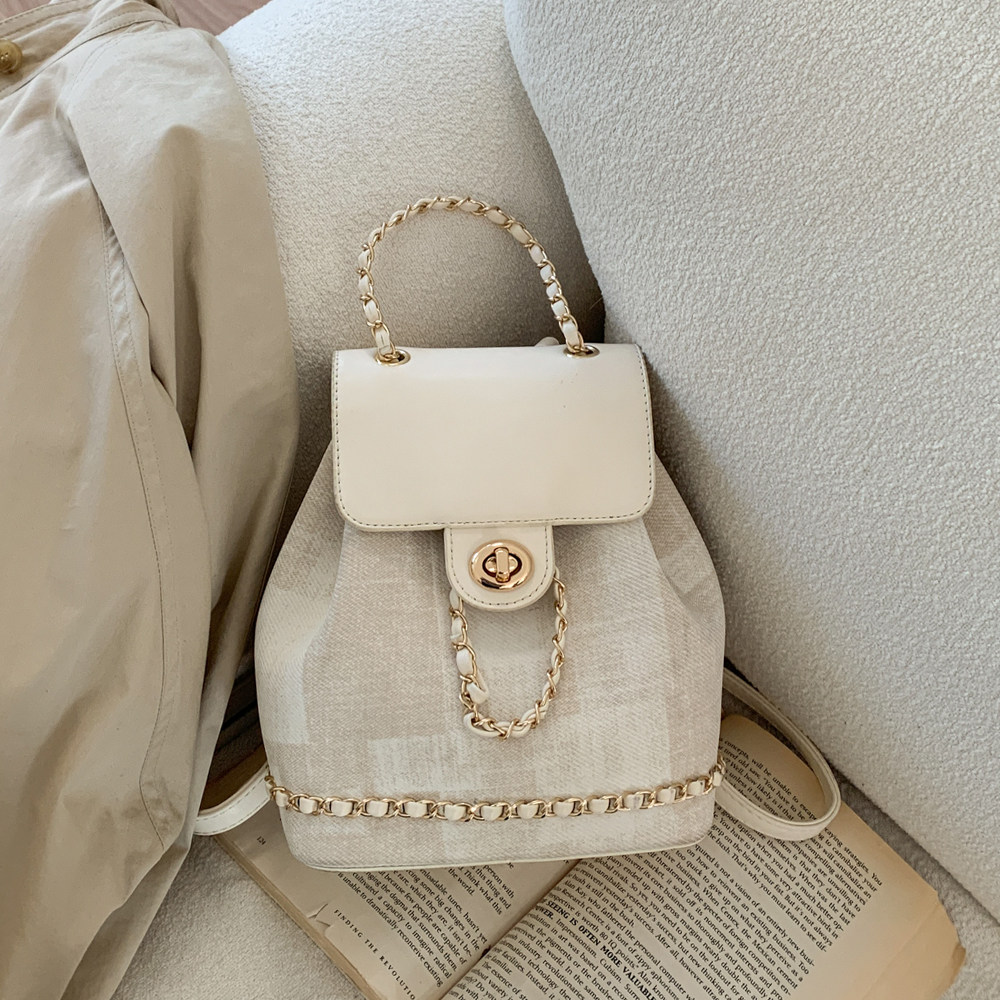 高级感小众链条双肩包女小型2026春季新款时尚百搭日常通勤小背包