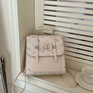 甜美蝴蝶结双肩包女小型2026春季日常百搭可爱小背包手提斜挎包