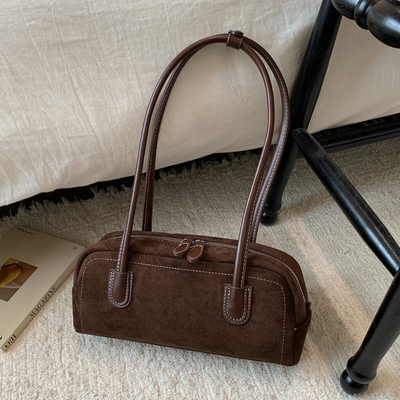 复古小众麂皮绒腋下包女单肩包