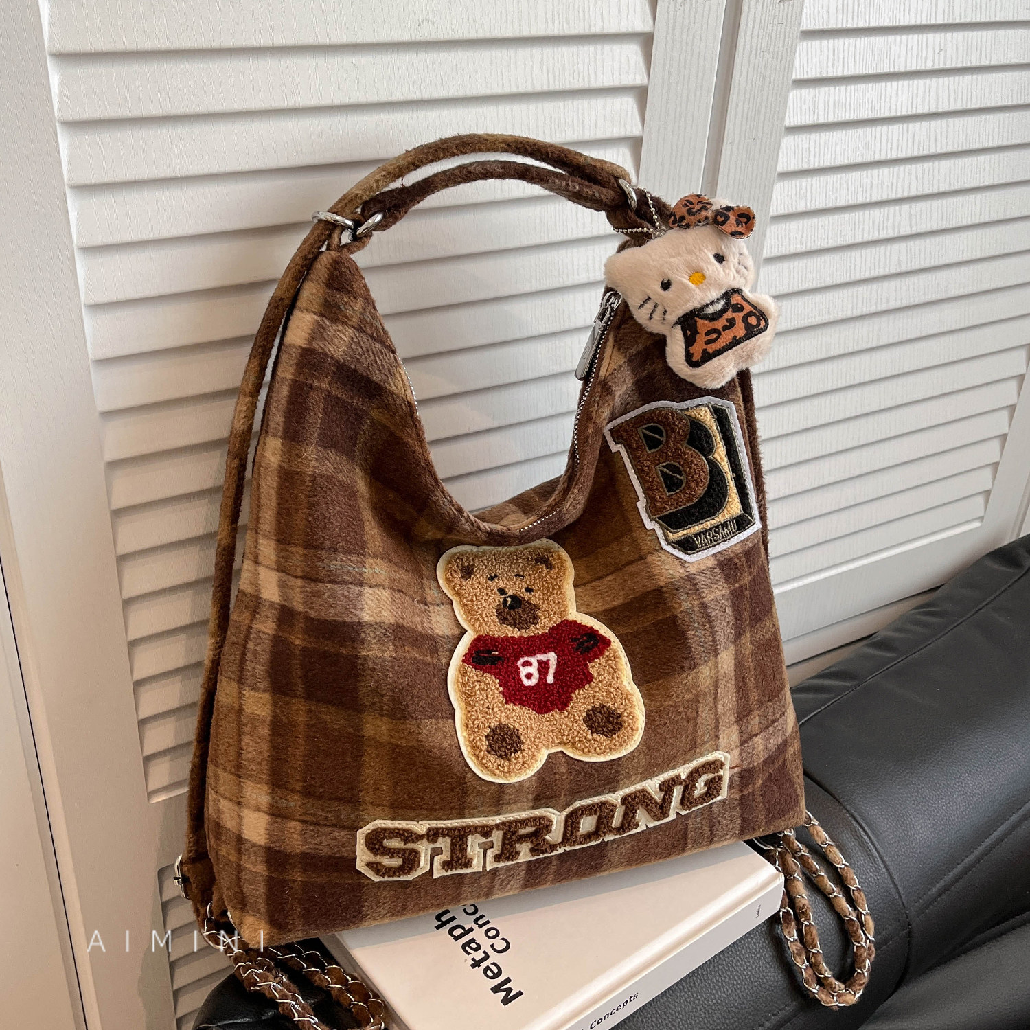 可爱小熊托特包女多功能单肩双肩包2025冬季新款大学生上课通勤包