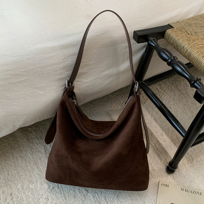 麂皮绒托特包女大容量单肩斜挎包