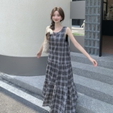法式复古赫本风甜美减龄格子连衣裙女夏季2025年新款巨好看背心裙，女装连衣裙，2C036