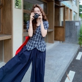 夏季新款格子上衣+阔腿裤两件套RF2C036-T520-P155-K228，女装套装/套裙，2C036
