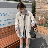 清清新款浅灰色撞色拼色风衣外套RF2C036-F329-P155-K228，女装短外套，2C036