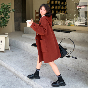 新年 年服 安哥拉红牛角扣羊毛大衣90羊毛 2C036-Y314-P250-K395图片