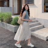 温柔穿搭薄款牛仔马甲连衣裙女夏新款显瘦波点吊带长裙，女装连衣裙，2C036
