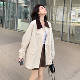 秋装新款奶油杏撞色领风衣外套RF2C036-F352-P150-K218，女装短外套，2C036
