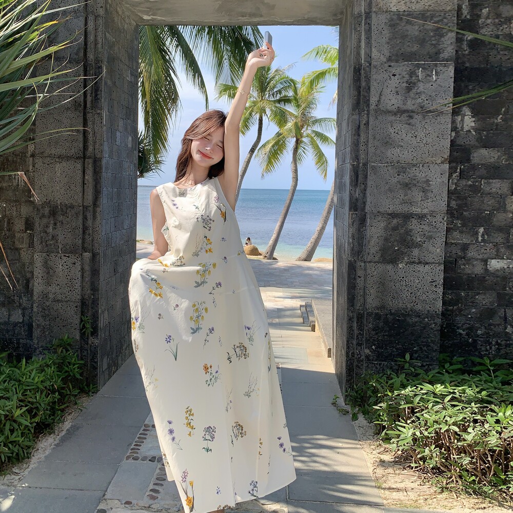 可可旅拍度假风花色连衣裙RF2C036-L393-P125-K188,女装连衣裙,2C036