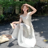 2025夏季新款法式复古蝴蝶刺绣小飞袖连衣裙女高级感气质仙气长裙，女装连衣裙，2C036