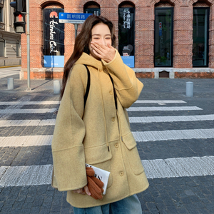 新款小小银杏黄连帽款正70双面羊毛大衣 RF2C036-Y602-P260-K388图片