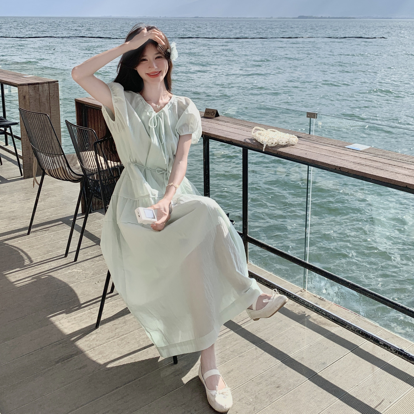新款 可可旅拍 竹篁绿连衣裙 RF2C036-L512-P135-K198图片