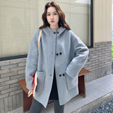 小小双面双色浅蓝拼藏青正70双面羊毛大衣RF2C036-Y603-P250-K378，女装毛呢外套，2C036