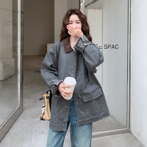 春季 灰色拼花外套风衣 RF2C036-W561-P175-K278图片