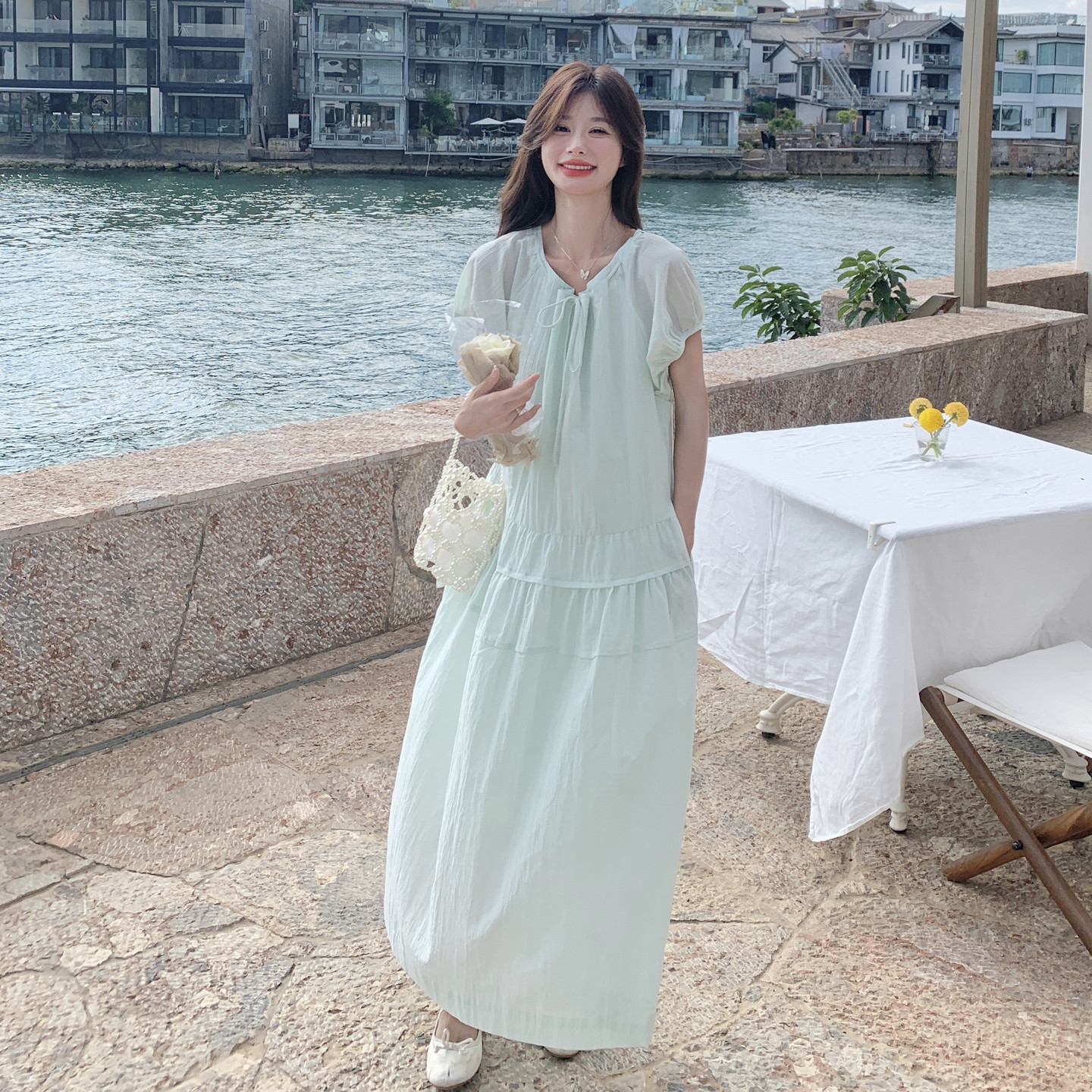 新款可可旅拍竹篁绿连衣裙RF2C036-L512-P135-K198,女装连衣裙,2C036