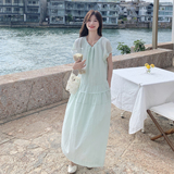 新款可可旅拍竹篁绿连衣裙RF2C036-L512-P135-K198，女装连衣裙，2C036