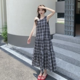 法式复古赫本风甜美减龄格子连衣裙女夏季2025年新款巨好看背心裙，女装连衣裙，2C036