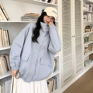 秋装 冰河蓝领子拼色风衣外套 RF2C036-F326-P150-K218图片